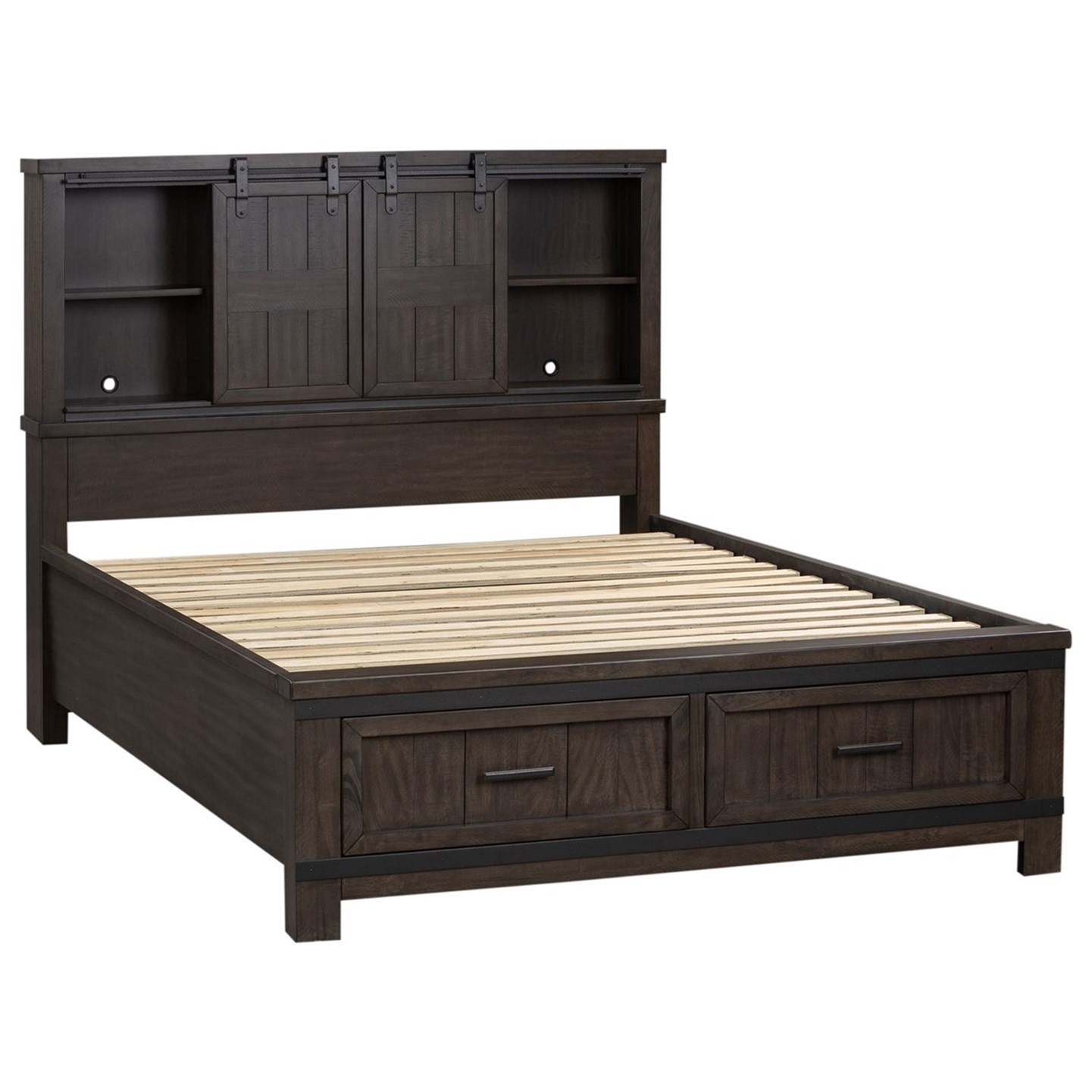 Liberty Furniture Thornwood Hills Rustic Queen Bookcase Bed with